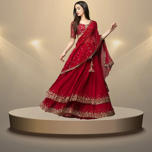 Premium Georgette & Embroidered Designer Lehenga Choli With Dupatta