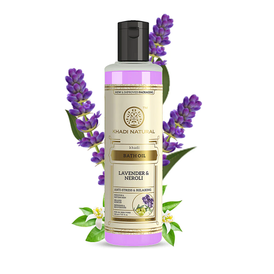 Khadi Natural Lavender & Neroli Bath Oil - Anti-Stress & Relaxing, Rejuvenates Skin, 210 ml