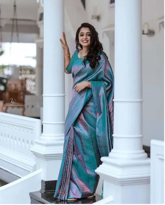 Soft Lichi Silk Rich Pallu & Jacquard Work On All Over The Saree