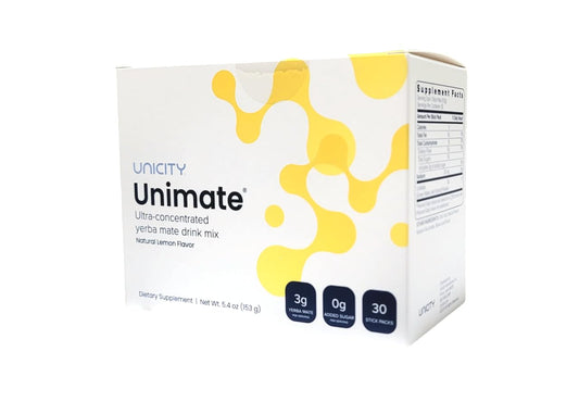 Unicity Unimate Dietary Supplement Natural Lemon 30 Stick Packs