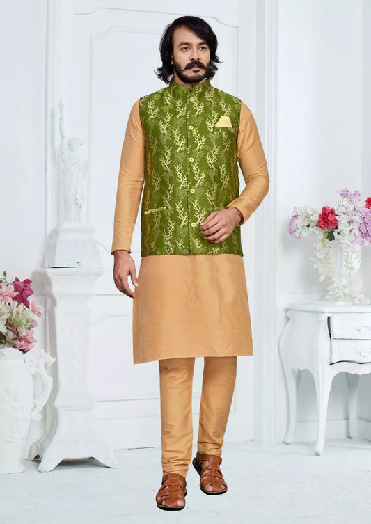 Men's Silk Kurta Pajama With Coti