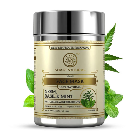 Khadi Natural Neem, Basil and Mint Anti Acne Face Mask, 50g