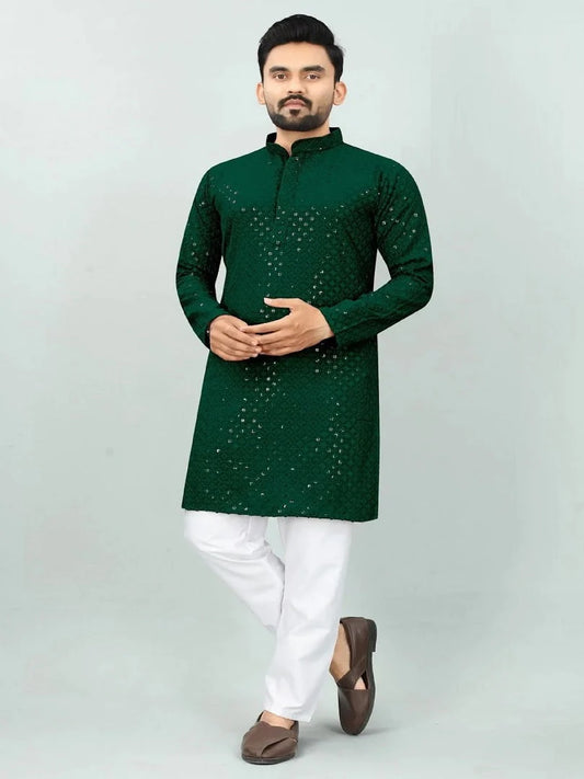 Men’s Kurta Pyjama Set Rayon Long Sleeves Kurta For Boys Casual Indian Wear 16-IN19