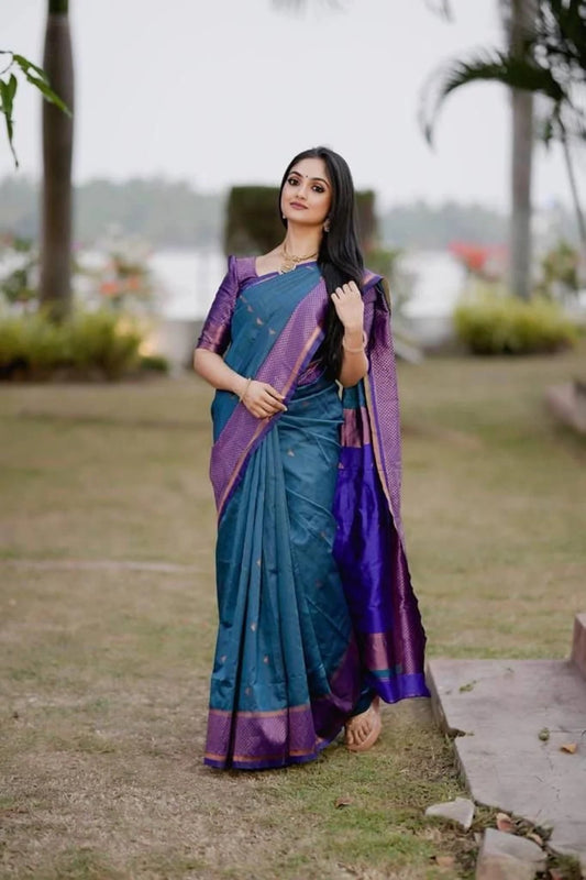 Soft Lichi Silk Saree For Women's, With Unstitch Blouse