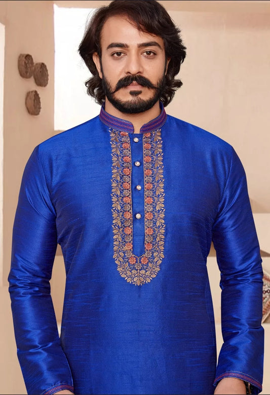 Art Silk Embroidery Work Men's Kurta Pajama