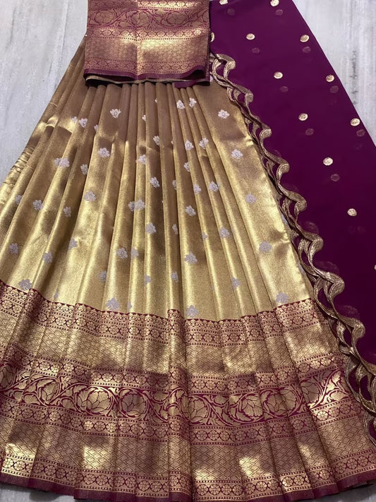 Kanjivaram Silk Saree Lehenga Blouse Dupatta,