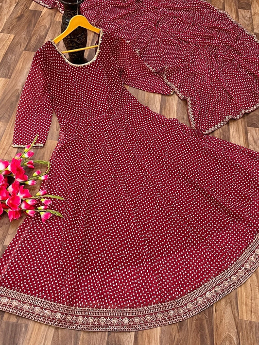 Faux Georgette & Embroidery Work Kurti With Dupatta