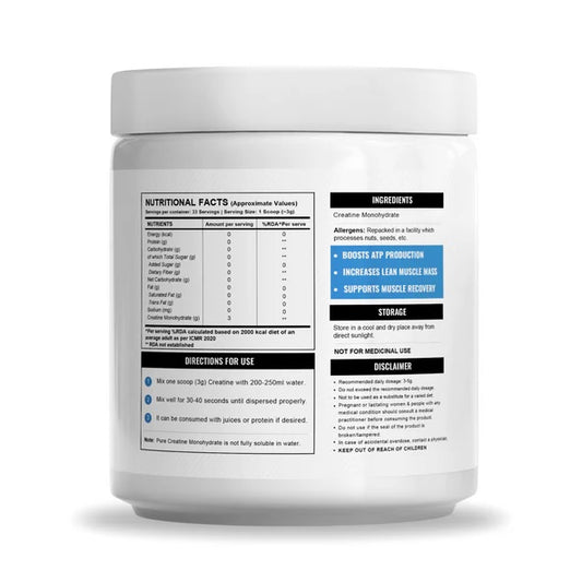 Micronised Creatine Monohydrate (100g, 33 Servings) | 100% Pure Creatine | Unflavored | Supports Athletic Performance and Power