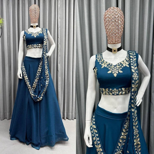 Georgette Plain Work Lehenga Choli With Dupatta