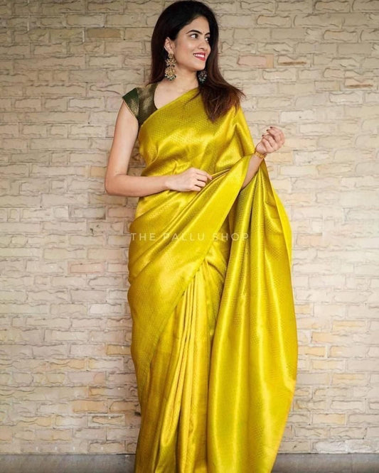 Soft Lichi Silk & Jacquard Work Saree With Blouse