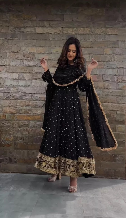 Traditional Anarkali Faux Georgette Top Pant Dupatta