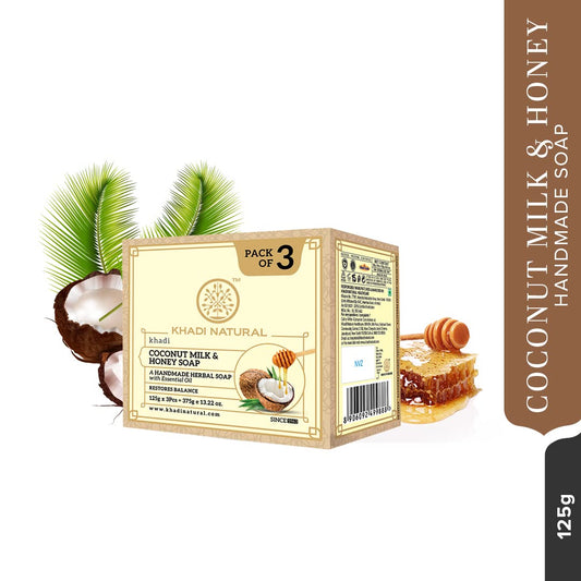 Khadi Natural Herbal Coconut Milk & Honey Soap | Pack of 3