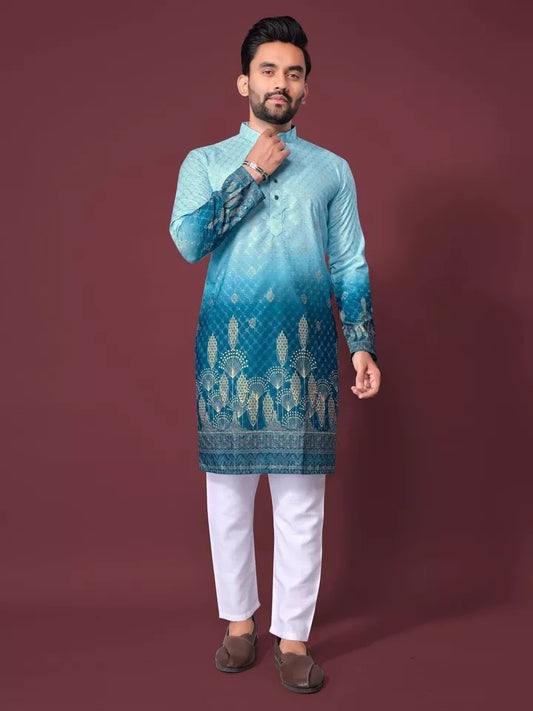 Designer Classic Full Stitched Rayon Kurta Pajama Set For Men's