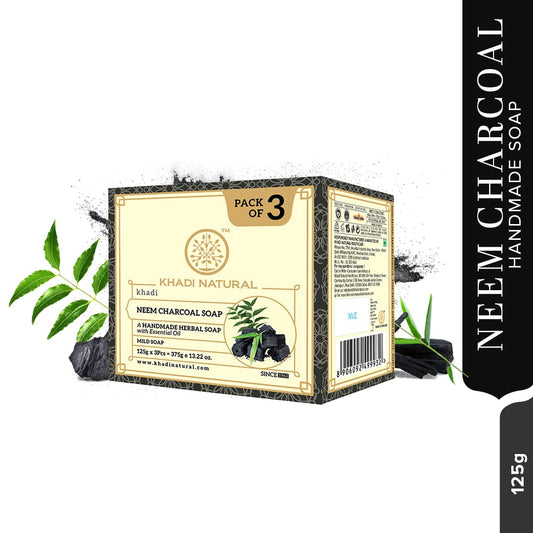 Khadi Natural Herbal Neem Charcoal Soap - Pack of 3