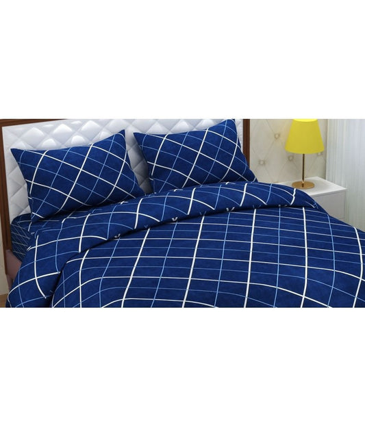 Geometric Design Cotton Double Bedsheet with 2 Pillow Covers BST-1