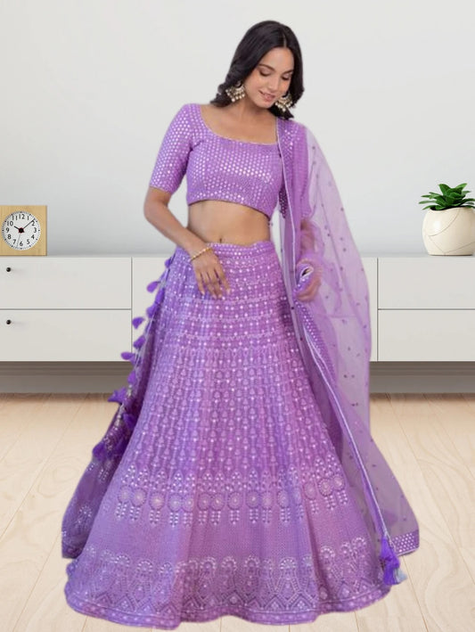 Faux Georgette Sequence Embroidery Work  Lehenga Choli With Dupatta