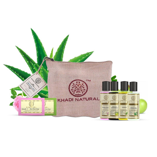 Khadi Natural Travel Kit Skincare essentials on the go Mix of skin and hair care essentials Lightweight and easy to carry Suitable for All