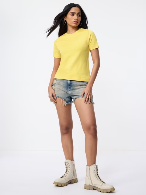 Solids: Sunny Yellow Women T-Shirts