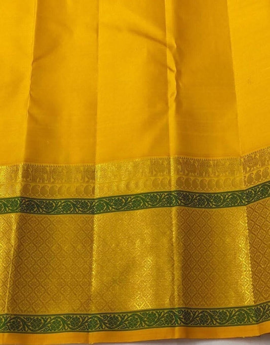 Yellow and White Soft Lichi Silk Saree