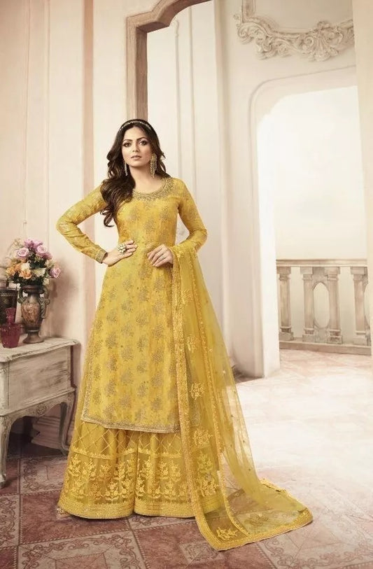 Heavy Jacquard Silk Georgette Salwar Kameez With Dupatta