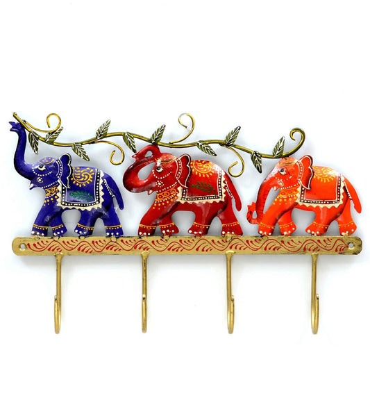 Iron Painted Elephant Metal Novelty Key Holder Wall Hanging WH-1