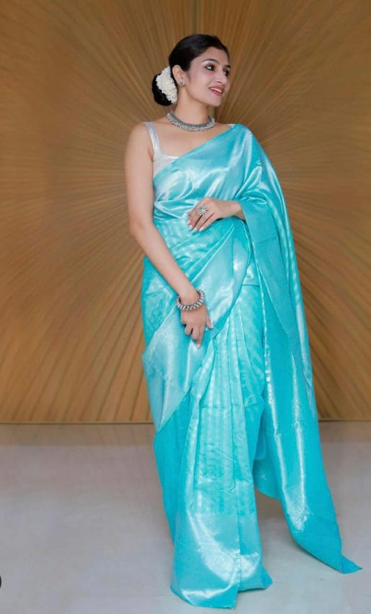 Soft Lichi Silk Saree With Unstitched Blouse