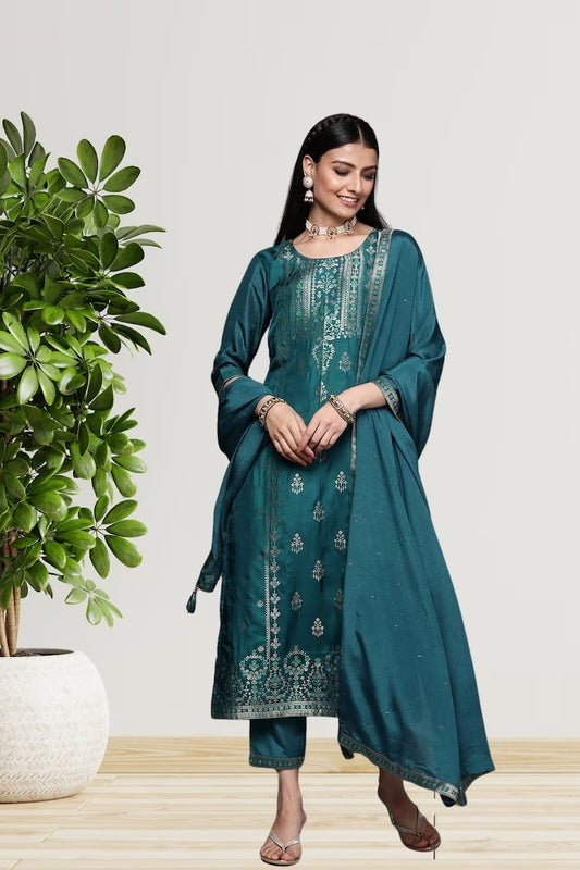 Viscose With Jacquard Work & Salwar Kameez With Dupatta