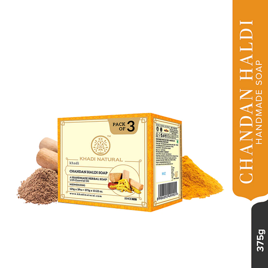 Khadi Natural Herbal Chandan Haldi Soap 125 g (Pack Of 3)