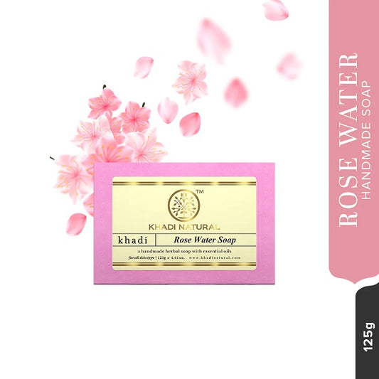 Khadi Natural Herbal Rosewater Handmade Soap, 125g