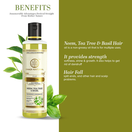 Khadi Natural Neem, Teatree and Basil Herbal Hair Oil