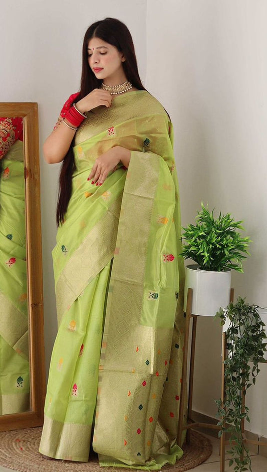 Women's Soft organza Saree With Blouse