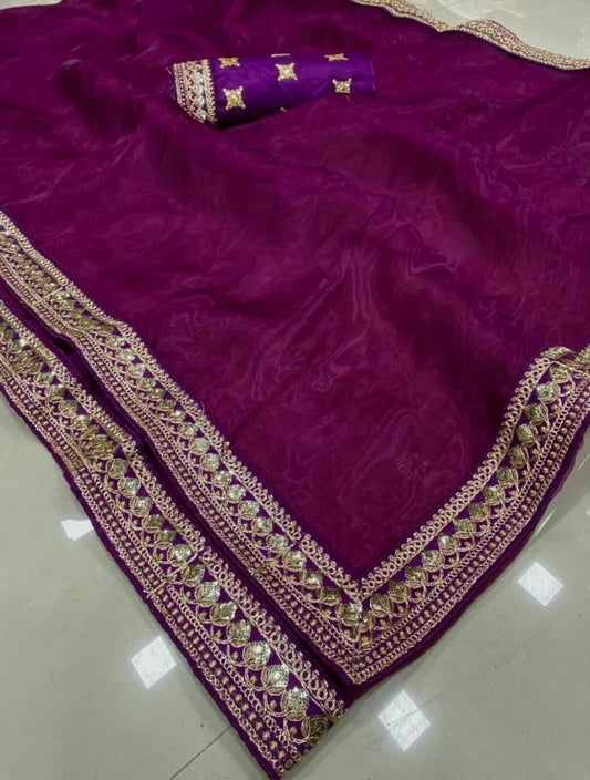 Soft Organza With Embroidery Work Saree & Banglori Blouse