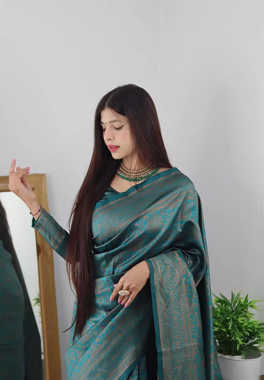 Banarasi Soft Silk Saree With Unstitched Blouse