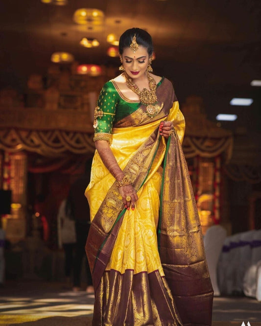 Yellow Soft Silk with Beautiful Rich Design Pallu Saree