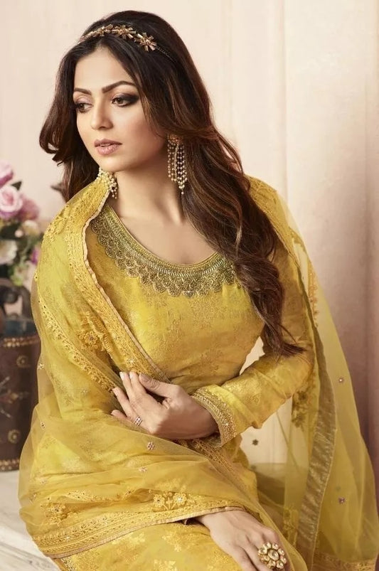 Heavy Jacquard Silk Georgette Salwar Kameez With Dupatta