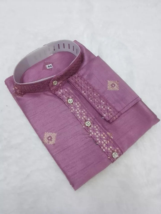 Ethnic Festival Classic Style Full Stitched Silk Men's Kurta & Pajama Set