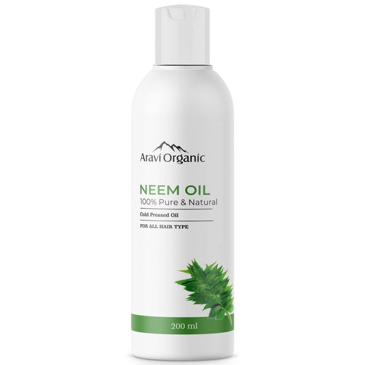 Aravi Organic Cold Pressed Neem Oil - For Control Hair Fall & Dandruff, -200 ml