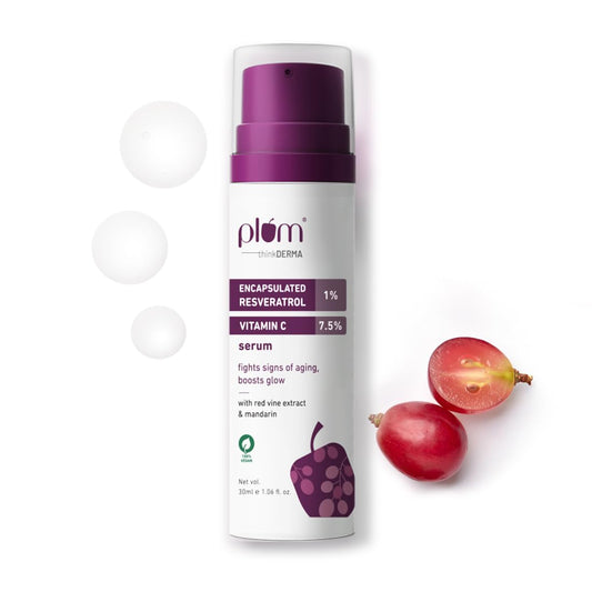 Plum 1% Encapsulated Resveratrol & 7.5% Vitamin C Face Serum  Fights Signs of Ageing :- 30 ml