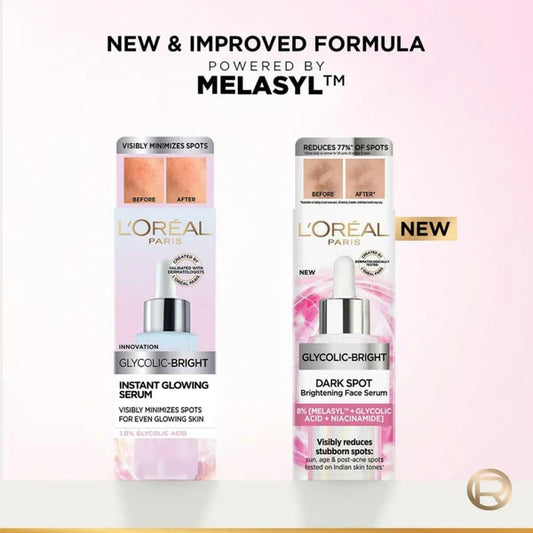 L'Oreal Paris Glycolic Bright 8% [Melasyl + Niacinamide] Face Serum For Brightening Dark Spots