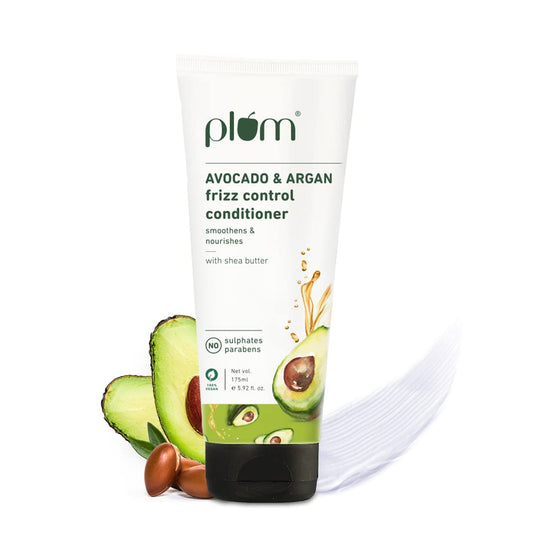 Plum Avocado & Argan Frizz Control Conditioner For Frizzy, Curly & Wavy Hair :- 175 ml