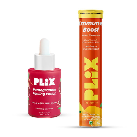 PLIX - THE PLANT FIX Pomegranate Peeling Potion and Vitamin C Effervescent Combo