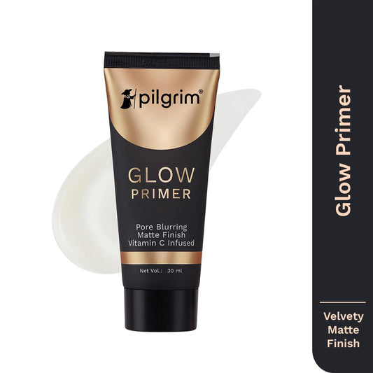 Pilgrim Glow Primer Lightweight Gel Based Velvety Matte Finish, Blurs Pores, Vit C+E Infused -30ml