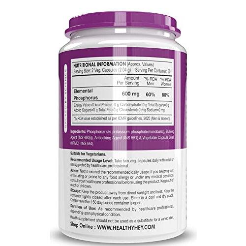 HealthyHey Phosphorus Capsules - 120 Count Dietary Supplement