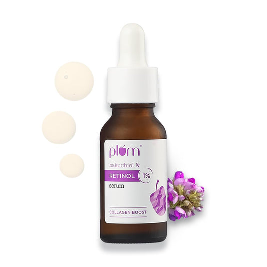 Plum 1% Retinol Anti-Aging Night Face Serum With Bakuchiol Boosts Collagen, Reduces Fine Lines  20 ml