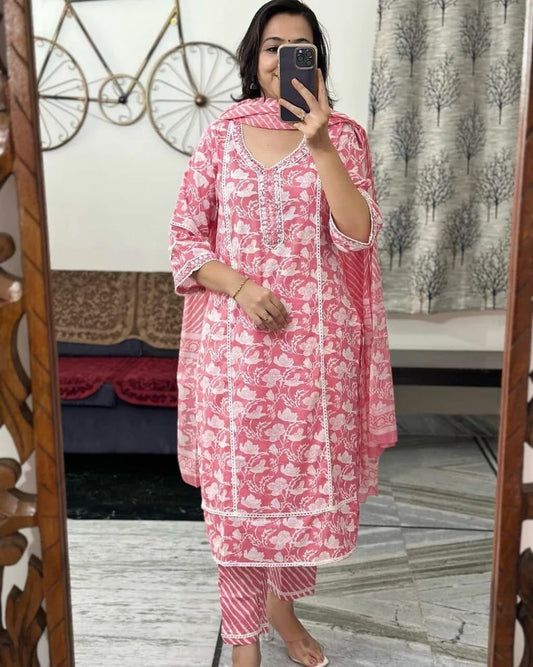 Pure Soft Cotton Salwar Kameez With Dupatta