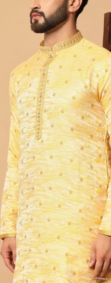 Designer Ethnic Stitched Heavy Jacquard Kurta Pajama Set For Men's