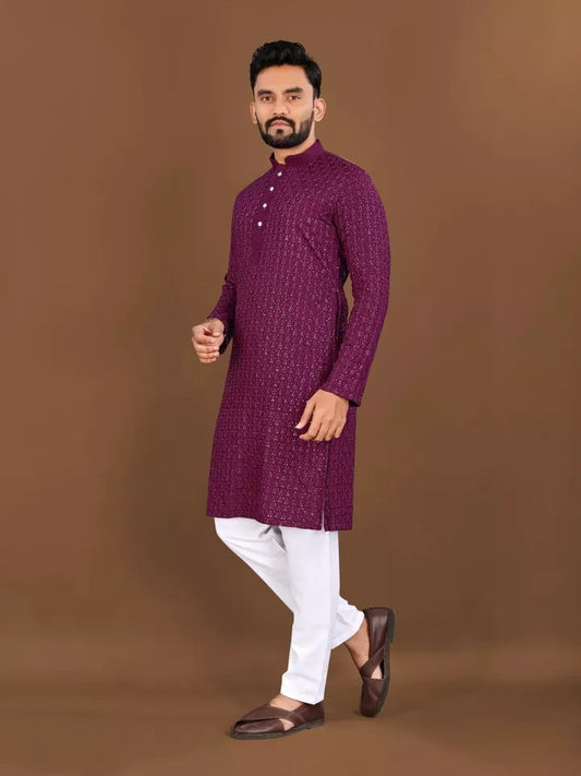 Bollywood Classic Full Stitched Rayon Kurta Pajama Set For Men's