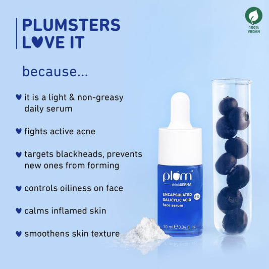 Plum 2% Encapsulated Salicylic Acid Face Serum | Fights Active Acne | Controls Oil :- 10 ml