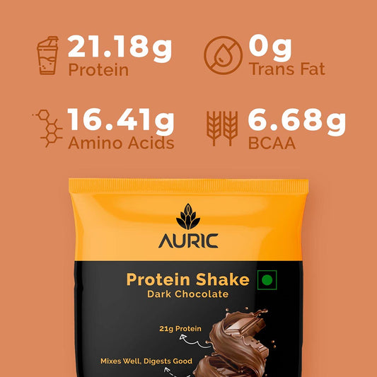 Auric Vegan Protein Powder for Men & Women (Dark Chocolate Flavor) 8 Sachet-21g