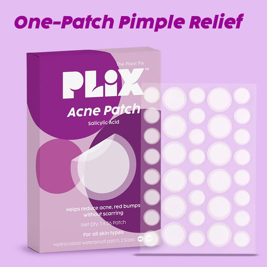 PLIX - THE PLANT FIX Acne Patch Transparent, Waterproof with 0.5% Salicylic Acid | Ultra-thin with 100% Hydrocolloid | For Pimple Skin | 2 Sizes |36 patches